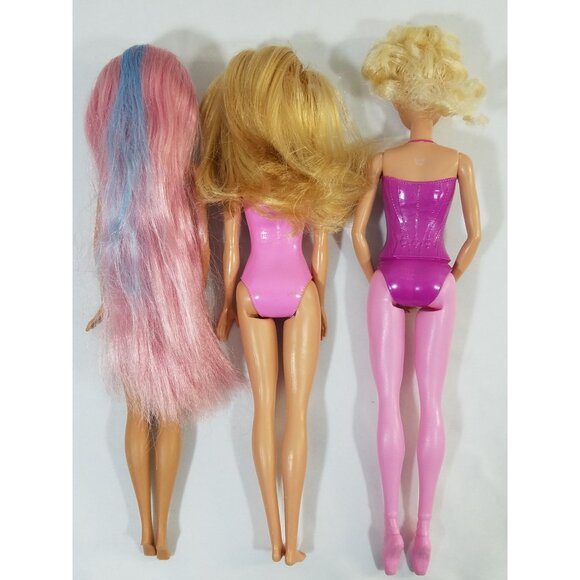 Mattel Barbie Dolls lot of 7 Color Hair Reveal Painted on suits Glitter Legs - Picture 9 of 11